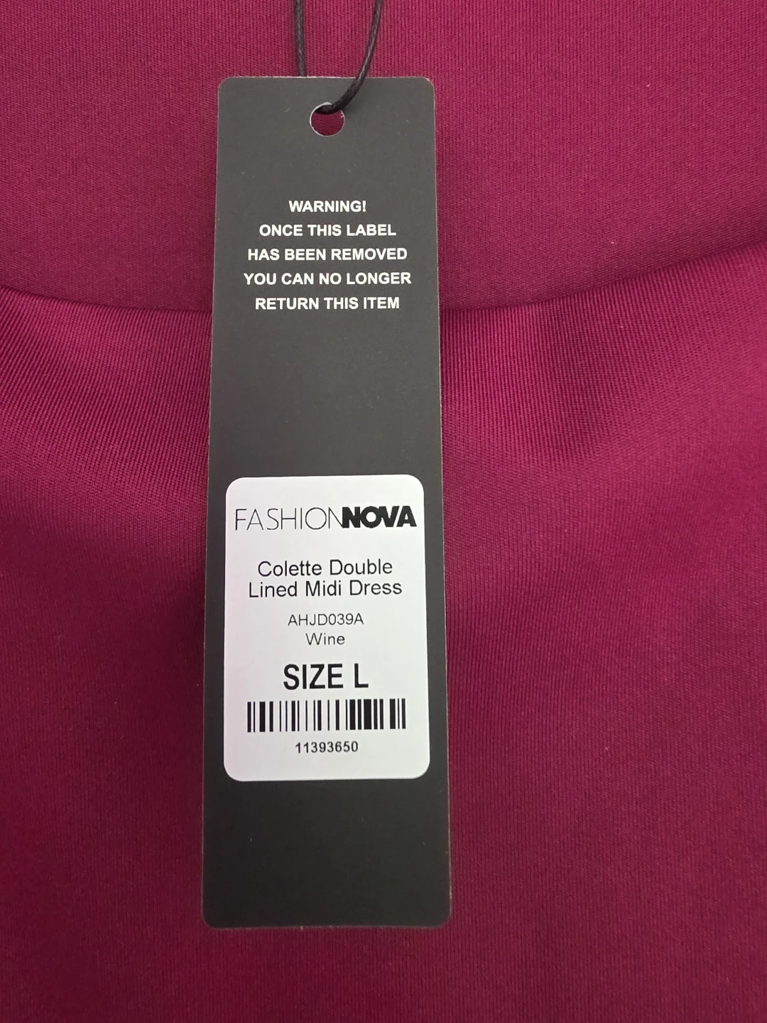Fashion Nova Double Lined Midi Dress - Wine/Black - Size L - photo 3