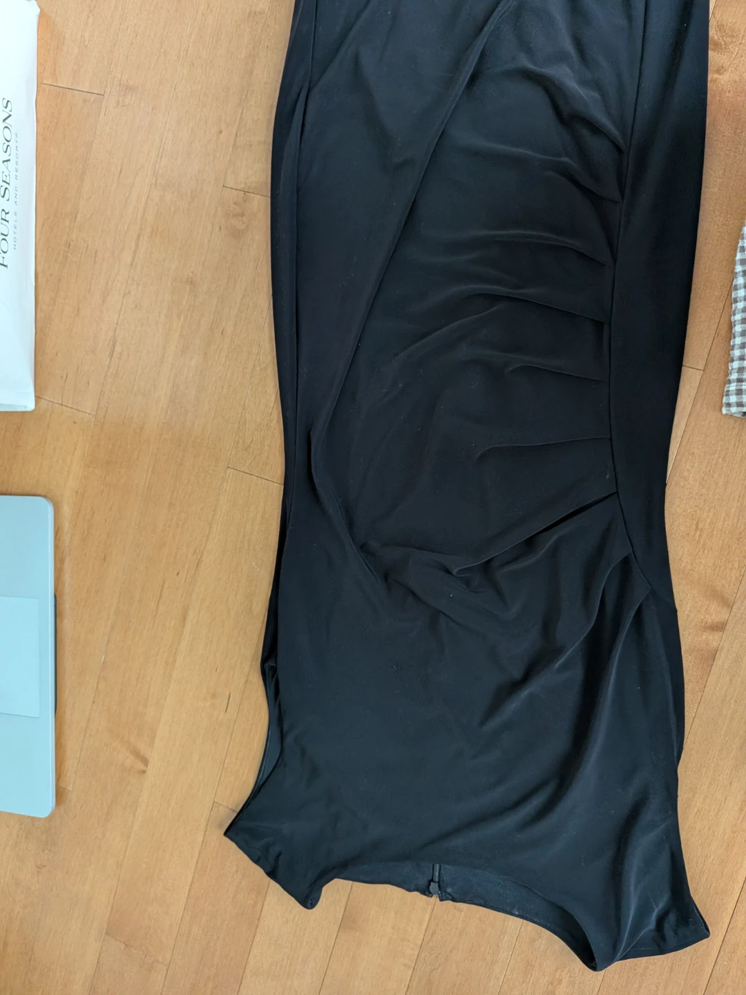 Dkny Black Ruched Midi Dress