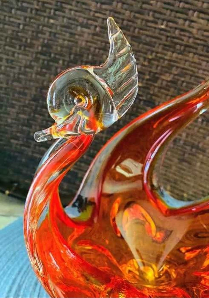 Chalet Loraine Orange Glass Swan Candy Dish - photo 2