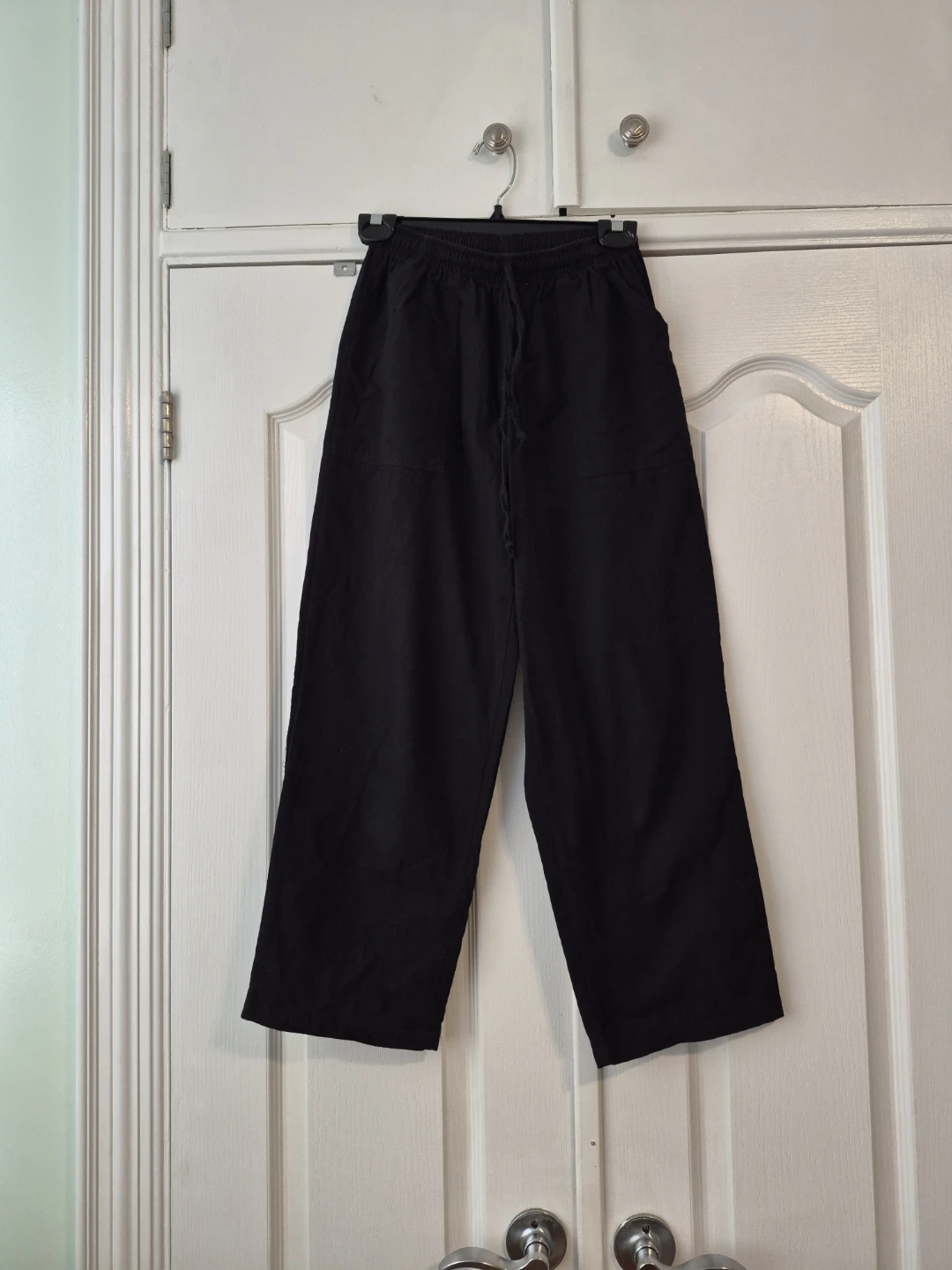 Black Wide Leg Pants - 100% cotton Size S/M