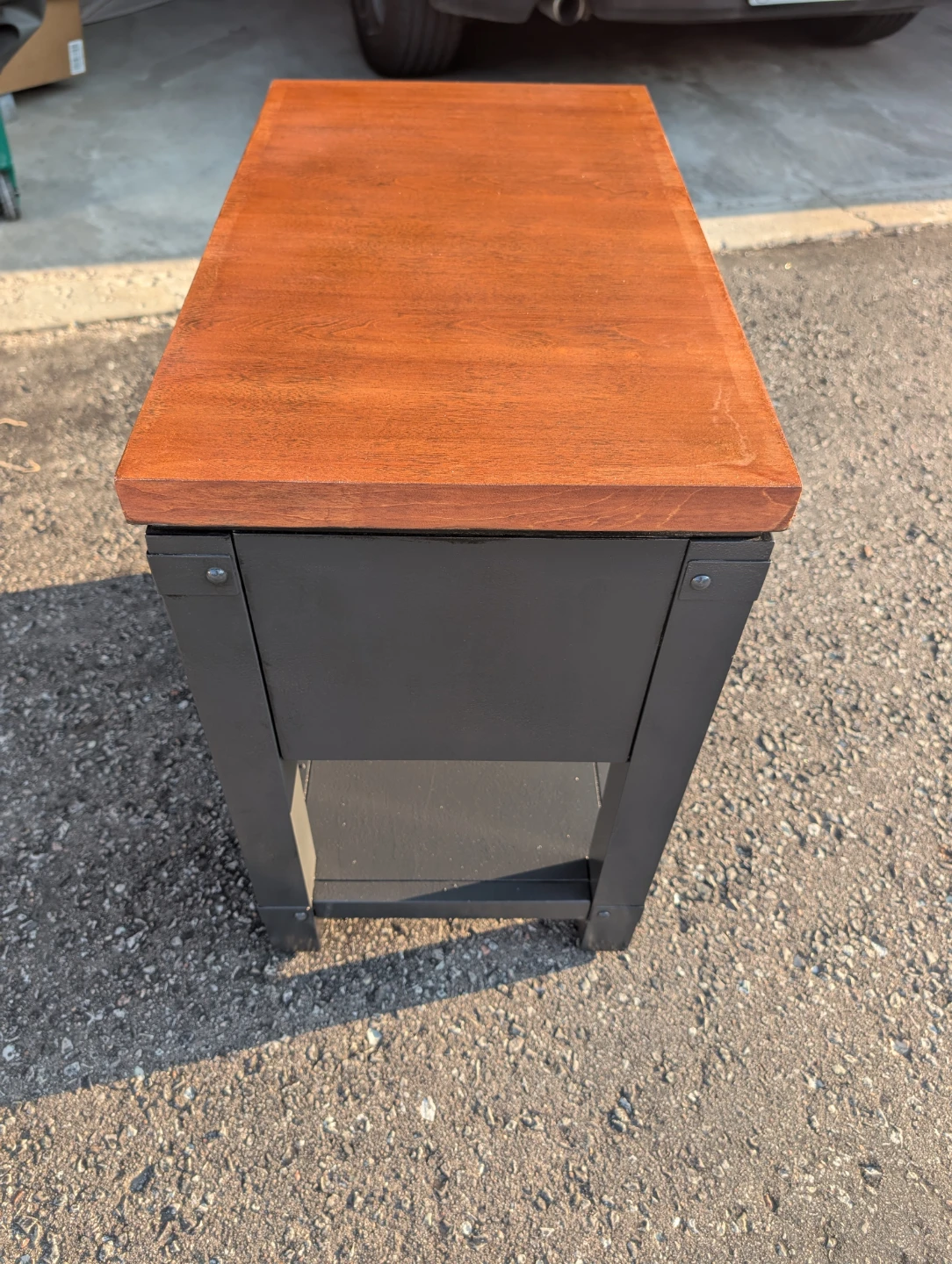Wooden Top Side Table with Drawer and Shelf - photo 4
