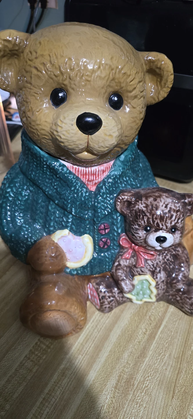 1990s Ceramic Teddy Bear Cookie Jar