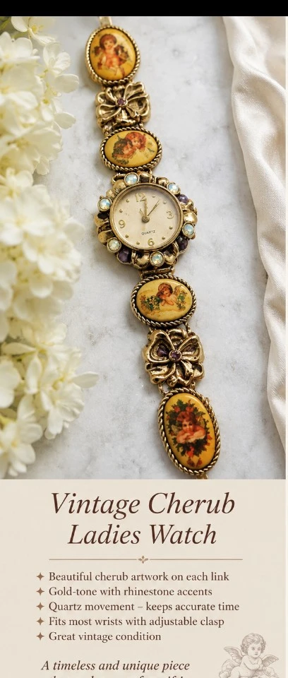 Vintage Bracelet Watch with Oval cherubs - photo 2