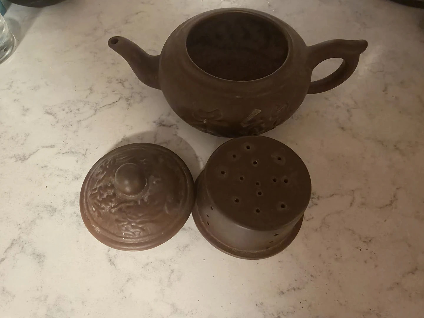 Brown Clay Teapot with Infuser and Lid - photo 3
