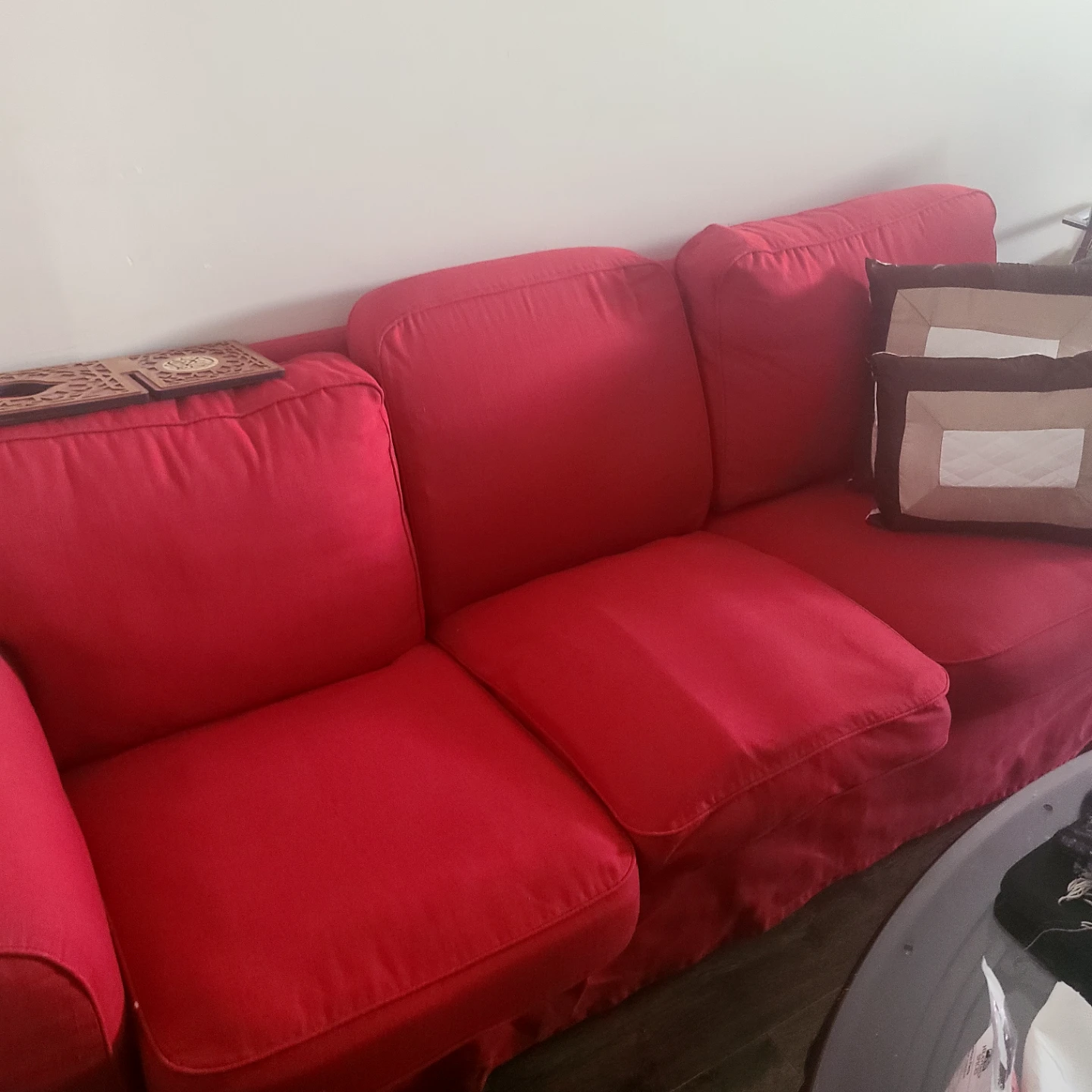 Red Three-Seater Sofa - photo 2