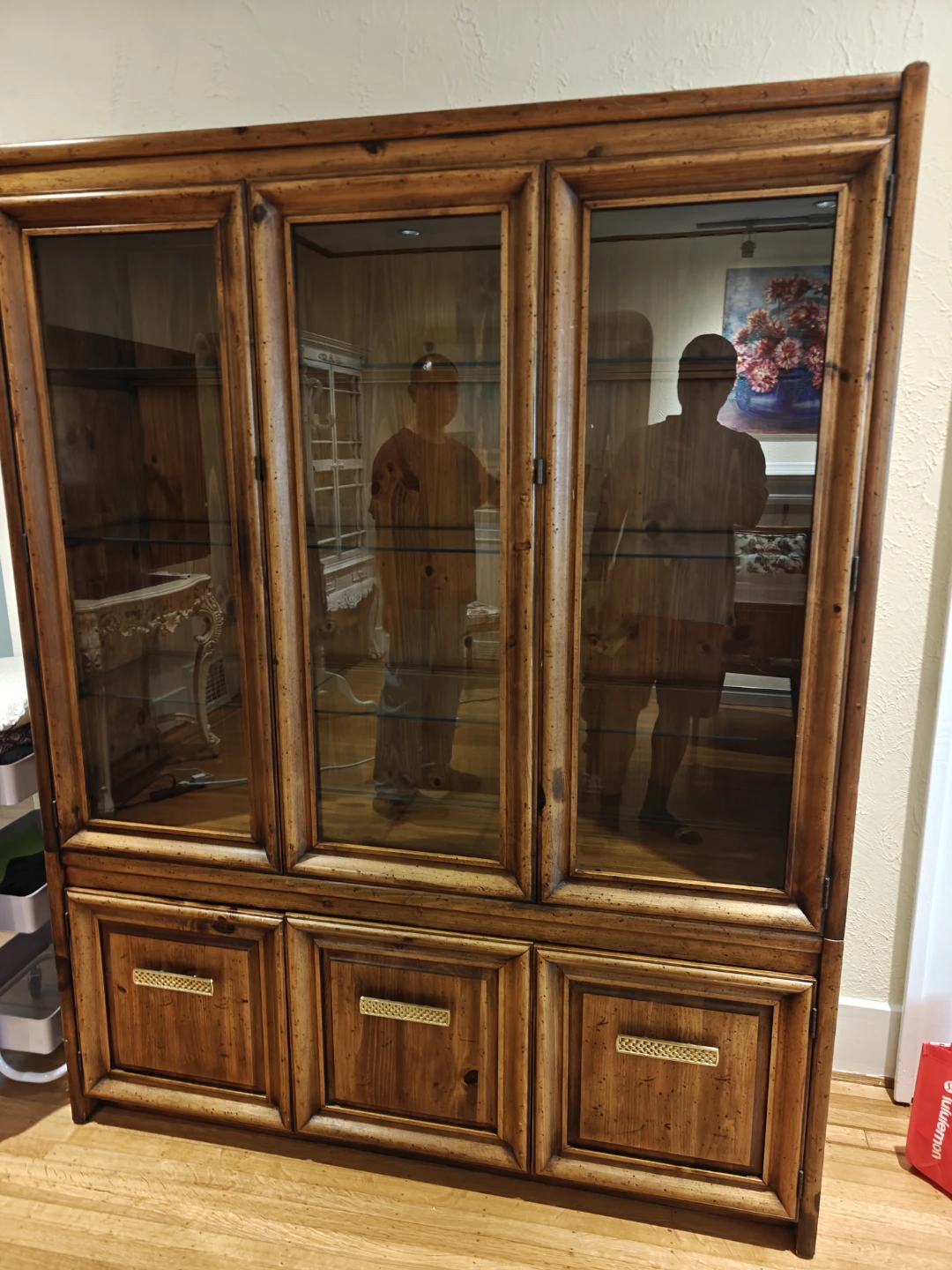 Wooden Display Cabinet with Glass Doors