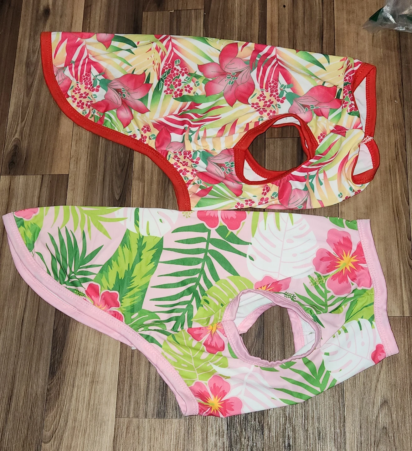 2 Hawaiian Floral Dog Shirts Tank Tops