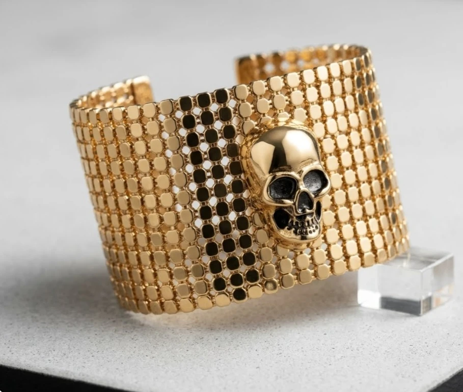 New Halloween Gold Skull Cuff Bracelet - photo 2