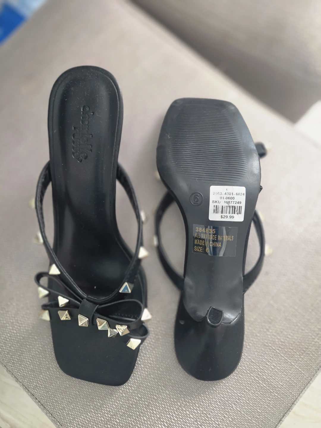 Charlotte Russe Black Studded Heeled Mules Size 6 - photo 3