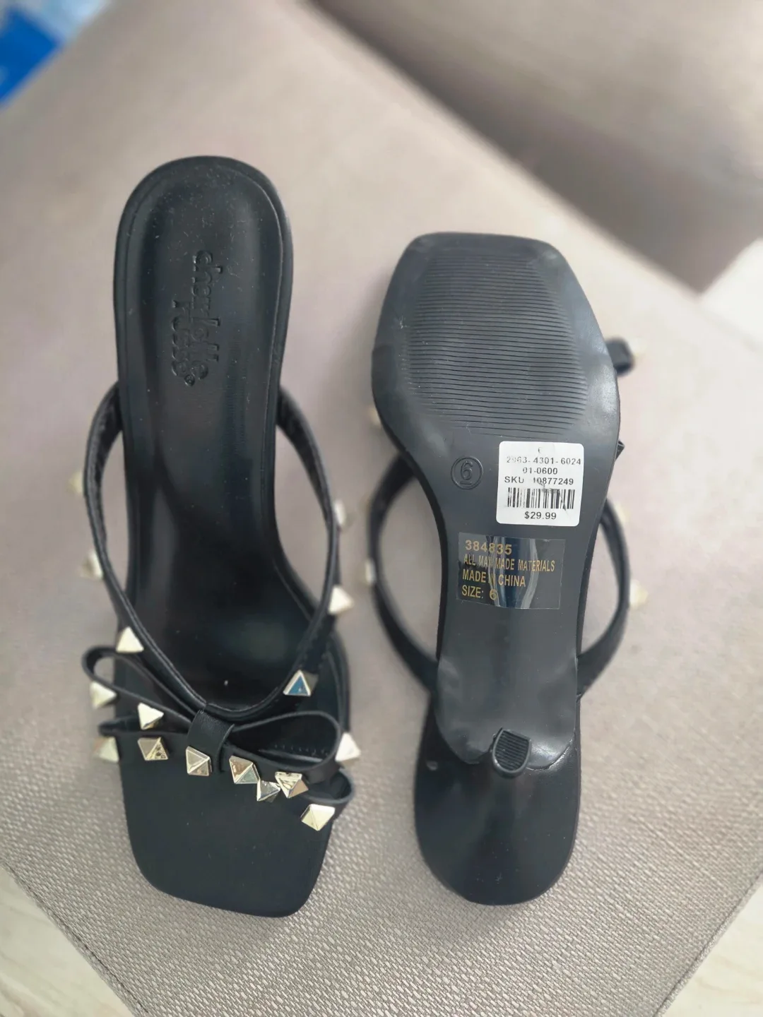 Charlotte Russe Black Studded Heeled Mules Size 6 - photo 3