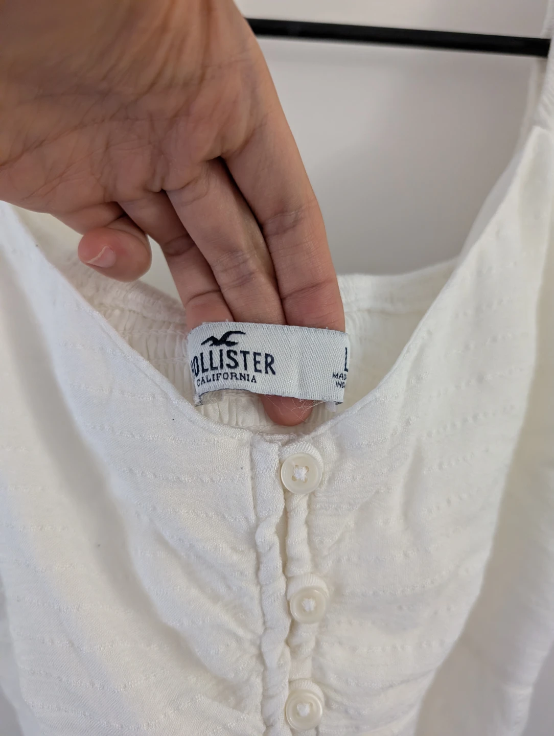 Hollister Sexy White Babydoll Button-Up Stretchy Crop Top 19" - photo 3