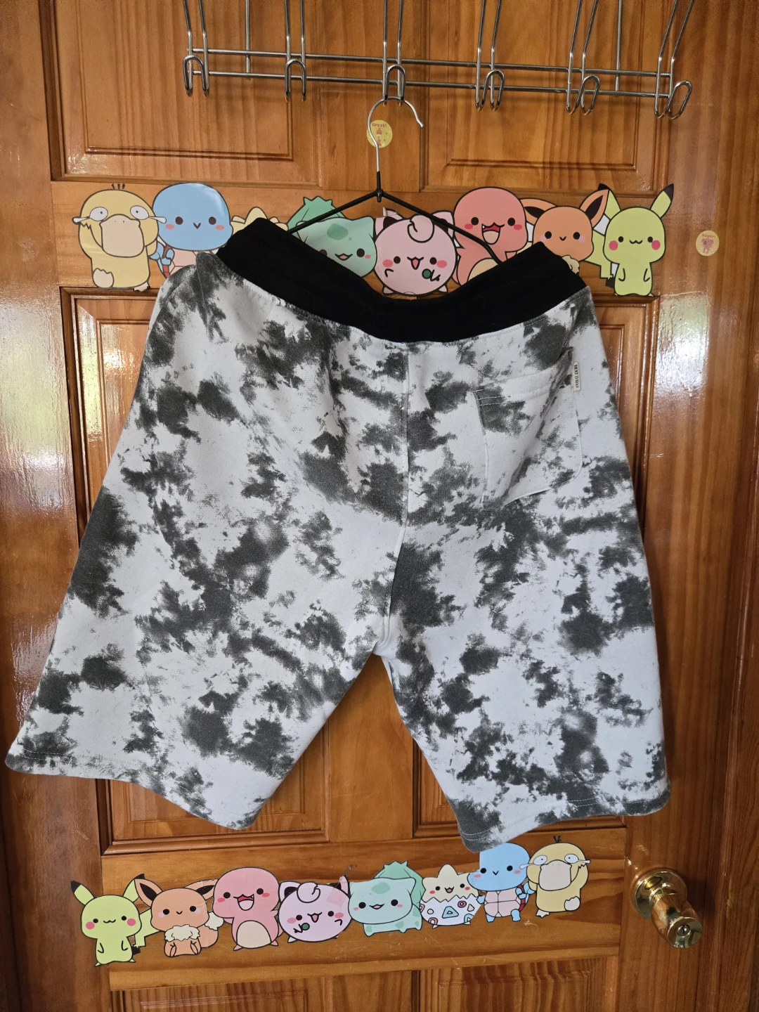 Y2K Black & White Tie-Dye Sweat Shorts w/ Zipper Pockets - photo 2