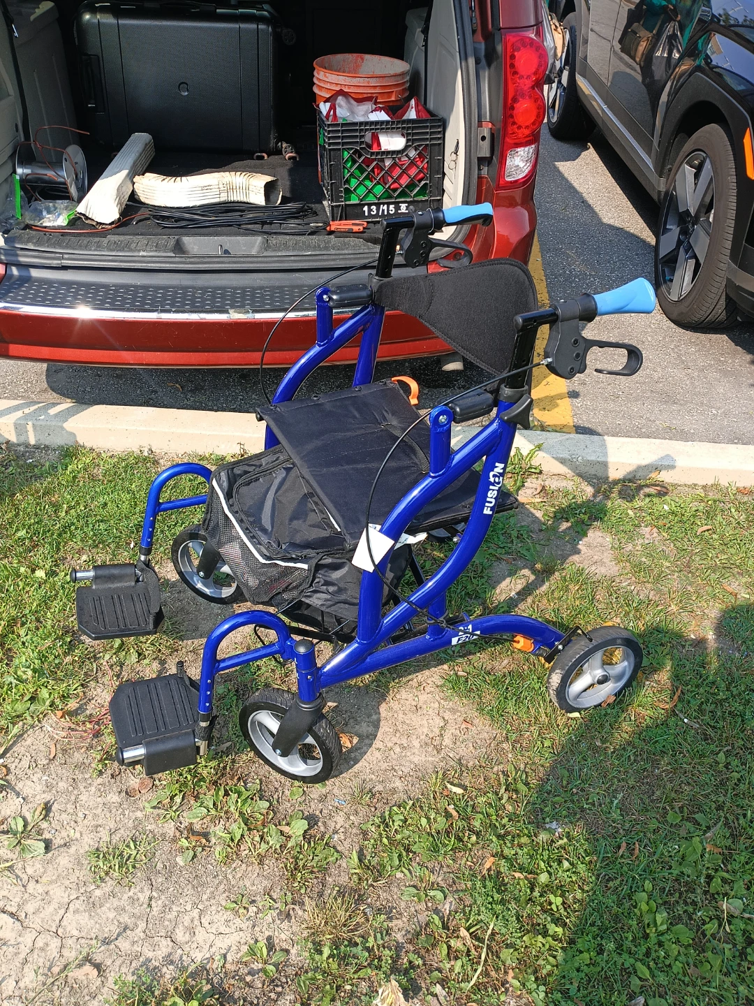 Blue Mobility Walker with Seat and Footrests - photo 2