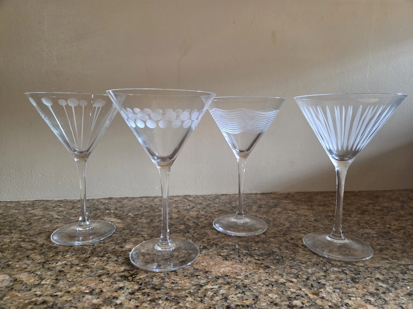 Mikasa Set of 4 Etched Martini Glasses