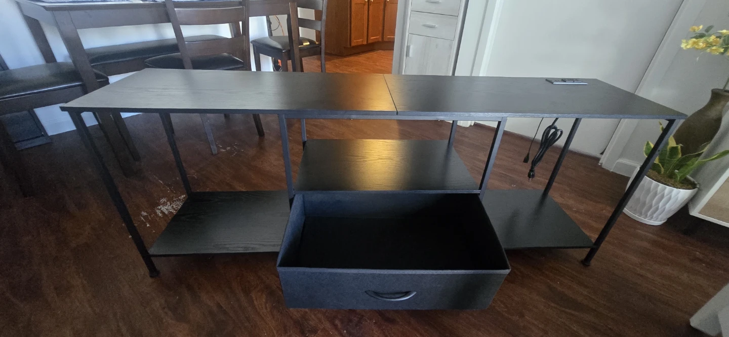 Black Console Table with Built-in Power Outlet - photo 2