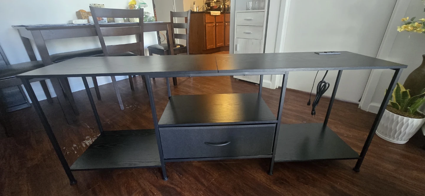 Black Console Table with Built-in Power Outlet - photo 3