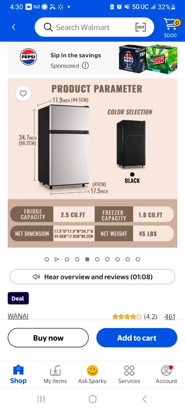 WANAI 3.5 Cu.Ft Fridge with Freezer 2 Door Compact Refrigerator - photo 3