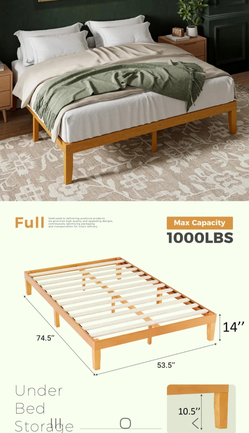 Double/Full Platform Bed Frame 14" - photo 2