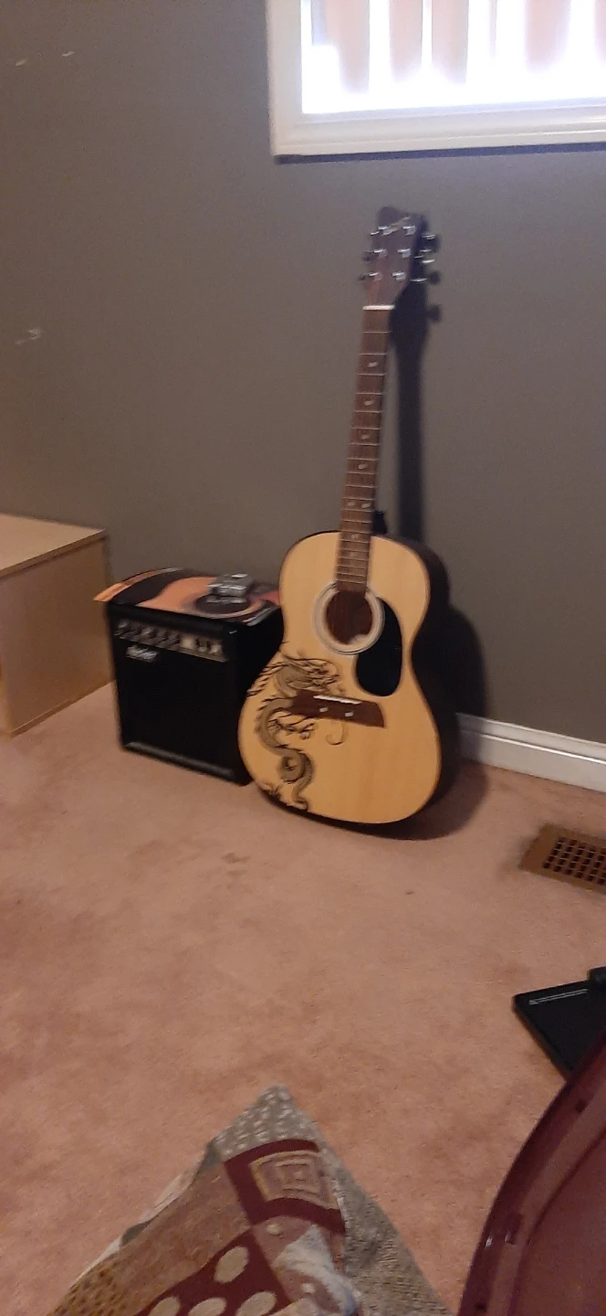 Acoustic Guitar with Dragon Design