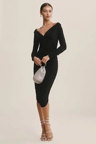 Norma Kamali Black Long Sleeve Tara Dress