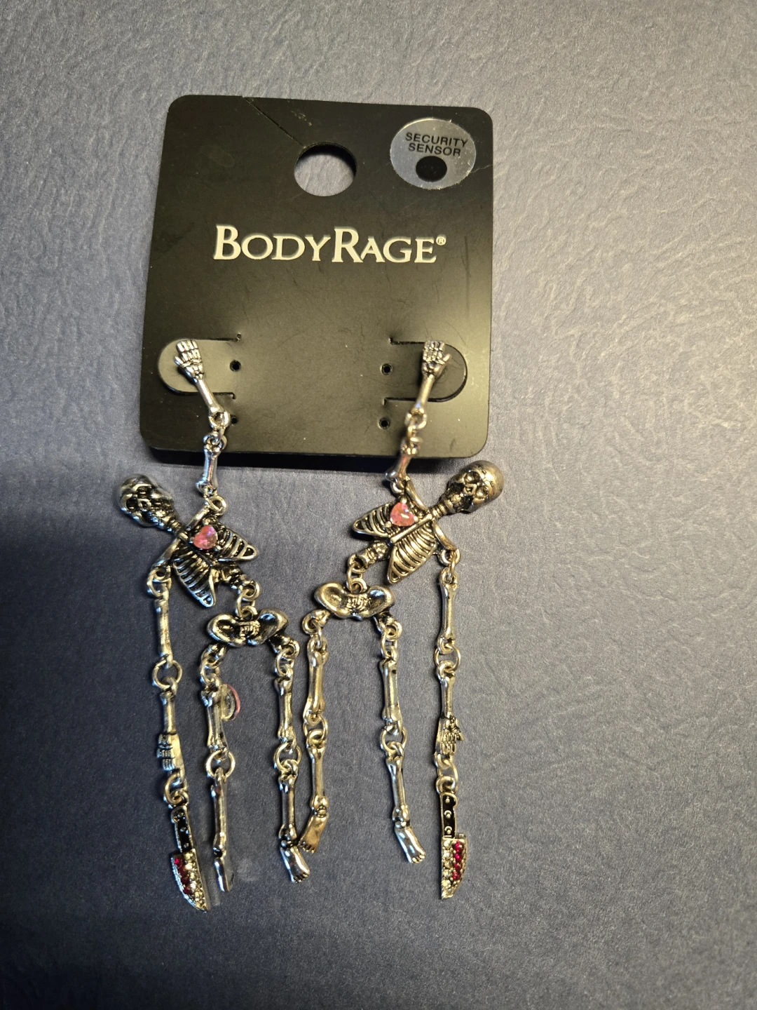 BodyRage Silver Skeleton Charm Dangle Earrings