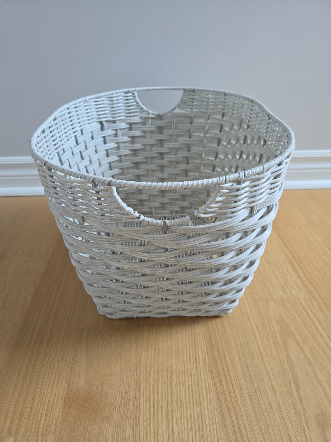 White Woven Storage Basket with Handles - photo 3