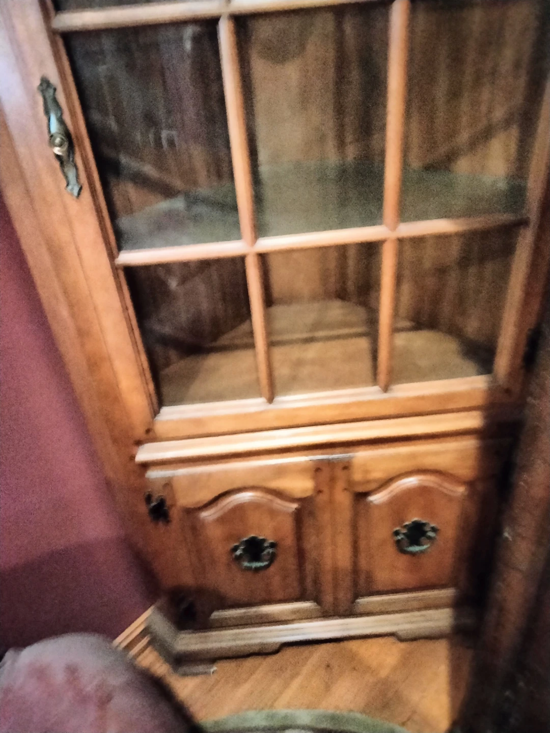 Wooden Corner Cabinet with Glass Doors and Dinnerware Set - photo 2