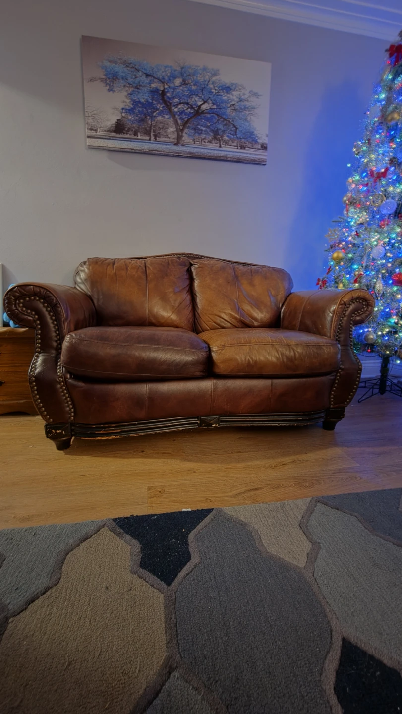 Brown Leather Loveseat
