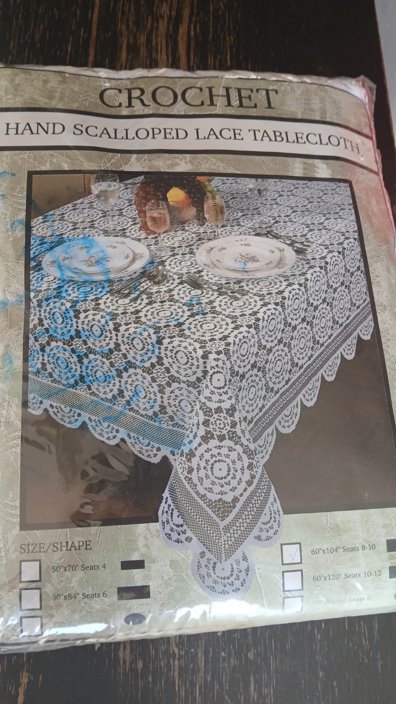 Crochet Hand Scalloped Lace Tablecloth 60"x104"