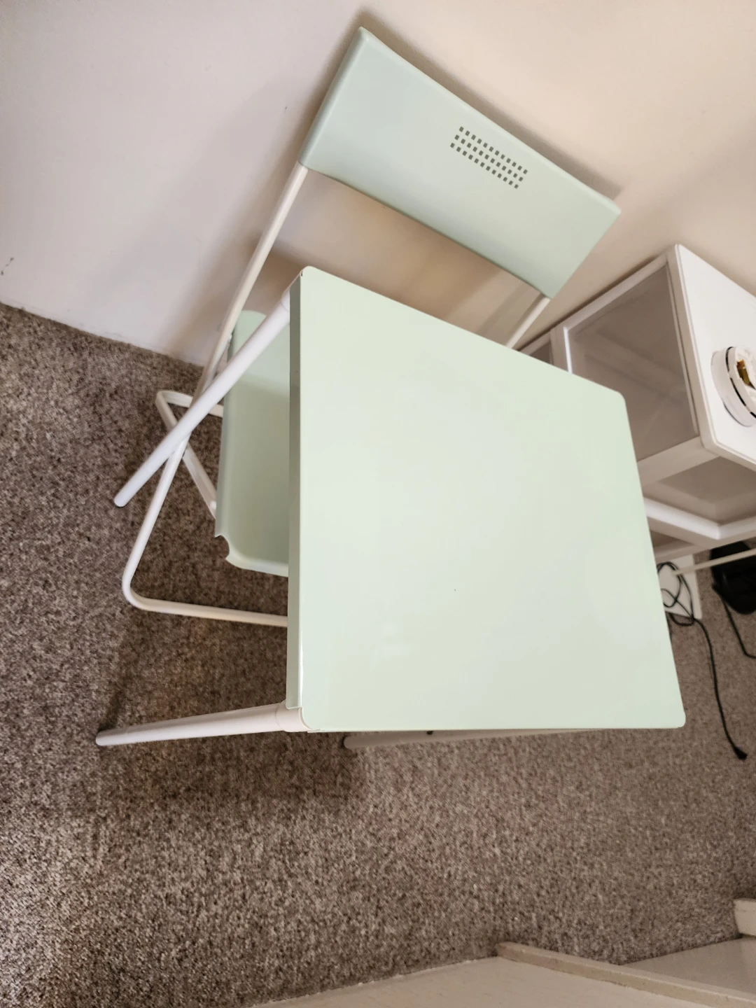 IKEA Light Green Metal table and Folding Chair
