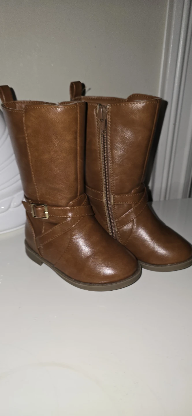 Brown Faux Leather Riding Boots