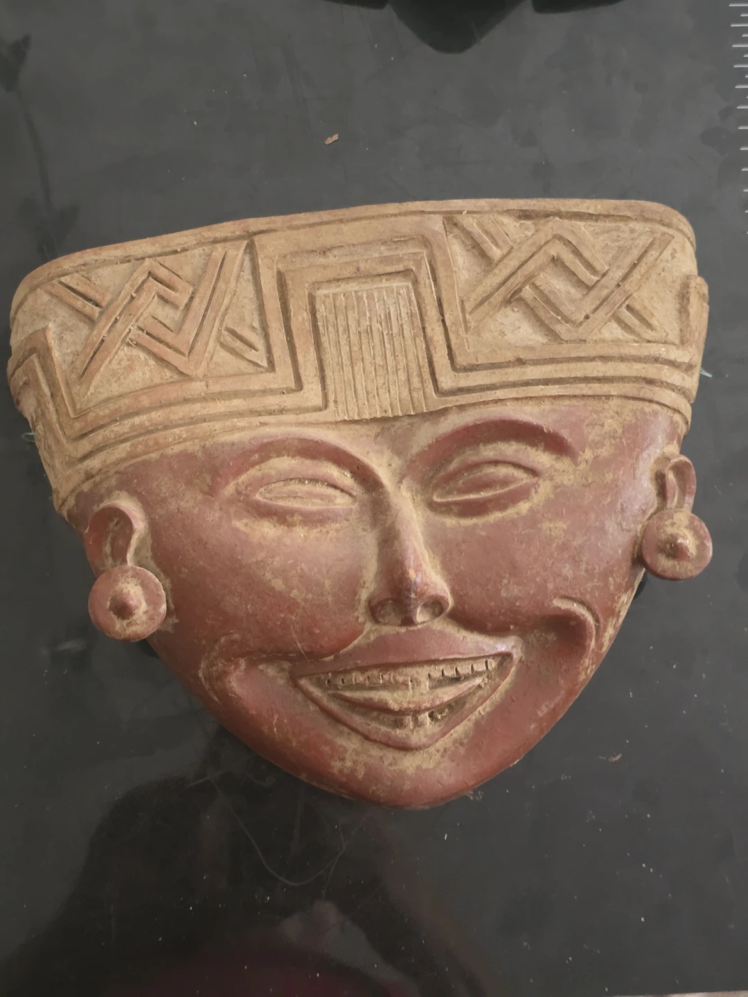 Hand-Carved Clay Mask Wall Decor