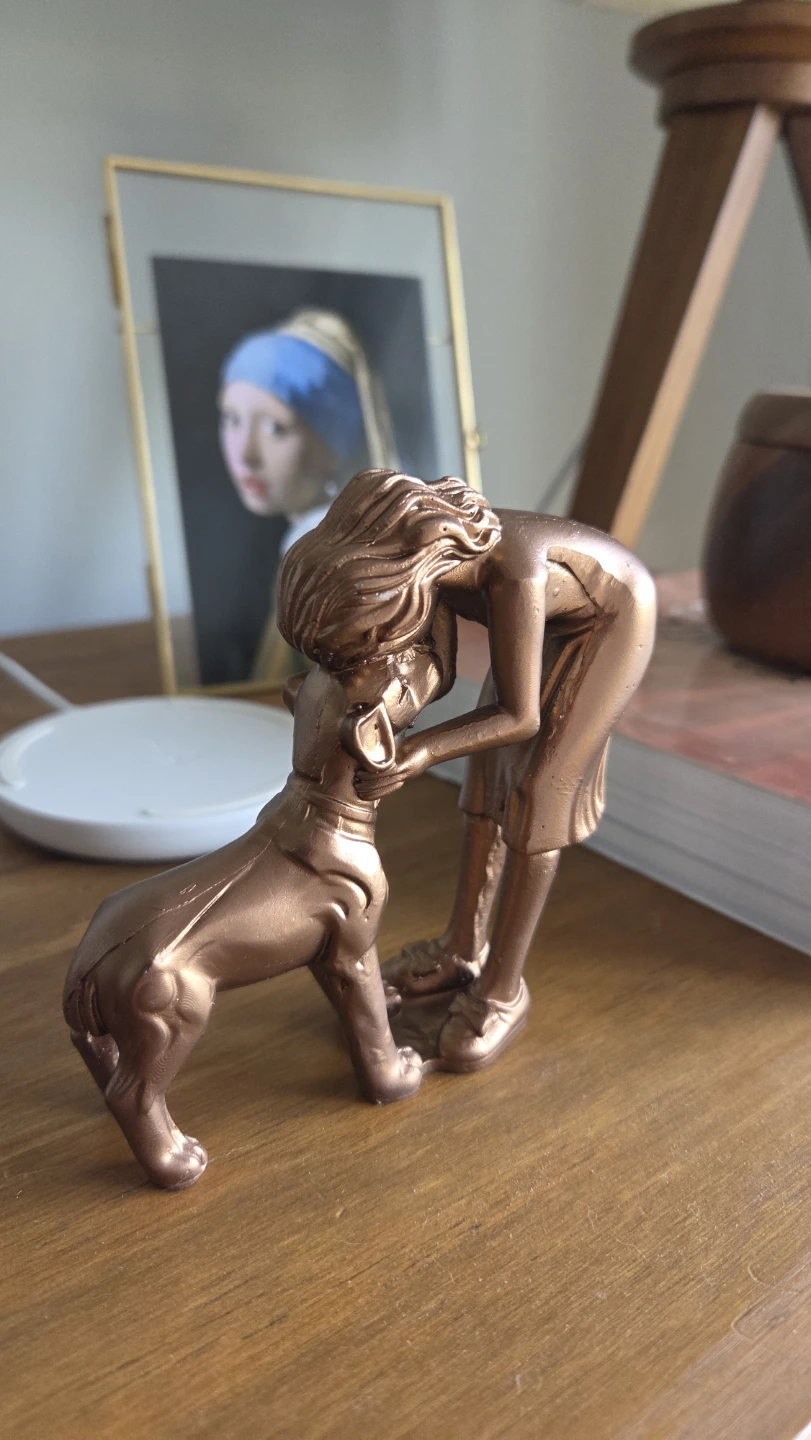 Woman & Dog Bronze Sculpture *new