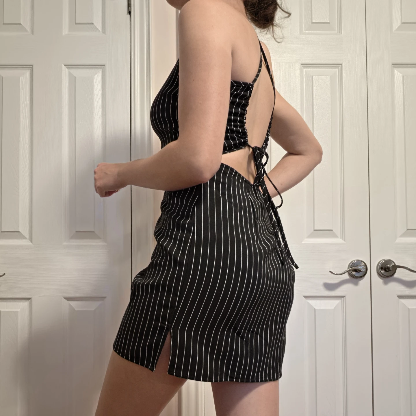 H&M Black Pinstripe Mini Dress - photo 2