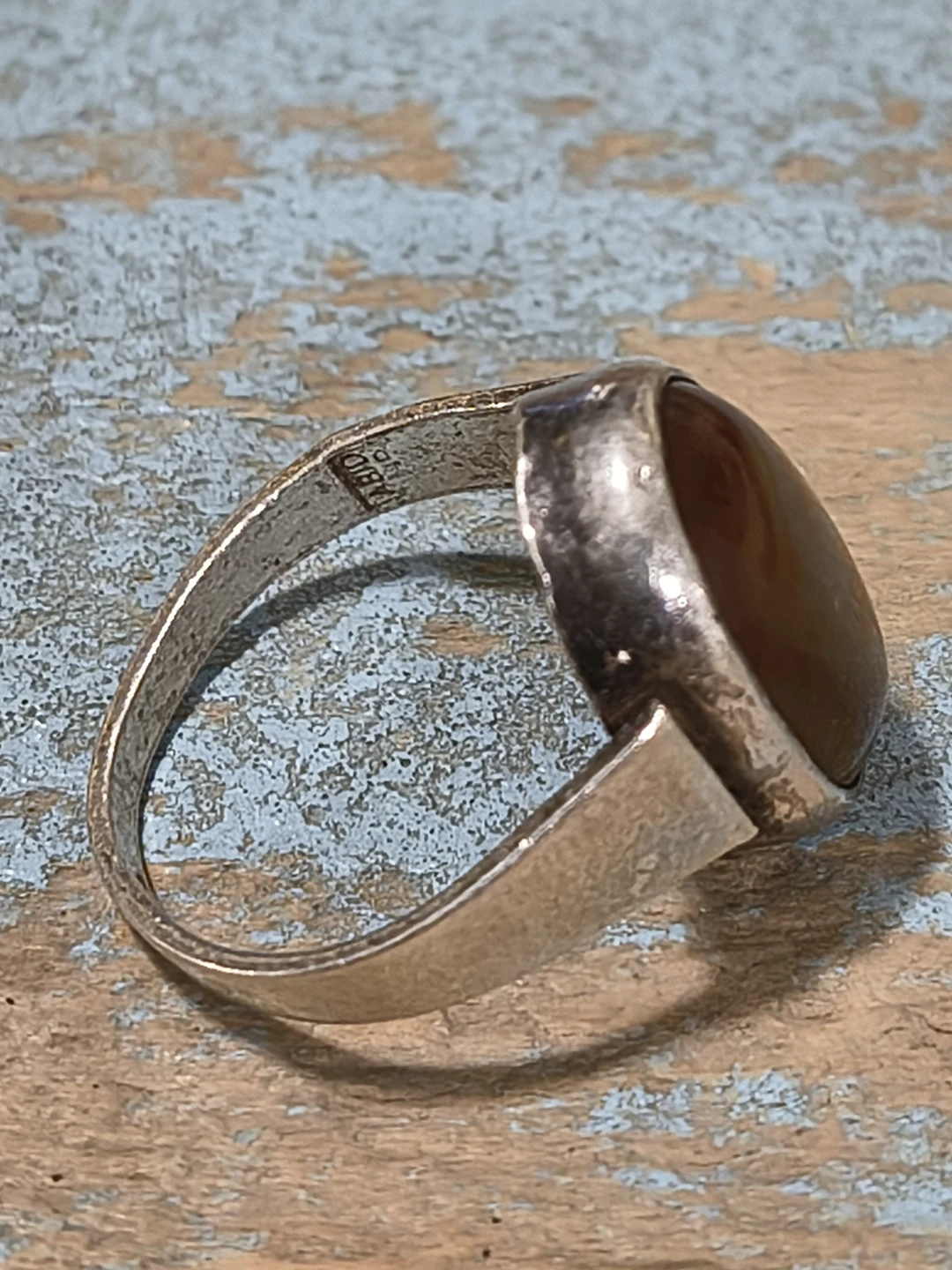 Vintage Oval Brown Cabochon Stone Ring - photo 2