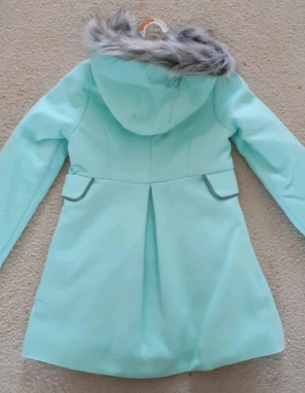 Cat & Jack Girls Mint Hooded Faux Fur Trimmed Coat - photo 2