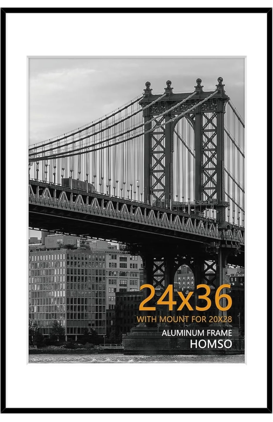 HOMSO 24x36 Picture Frame - Black Aluminum Metal
