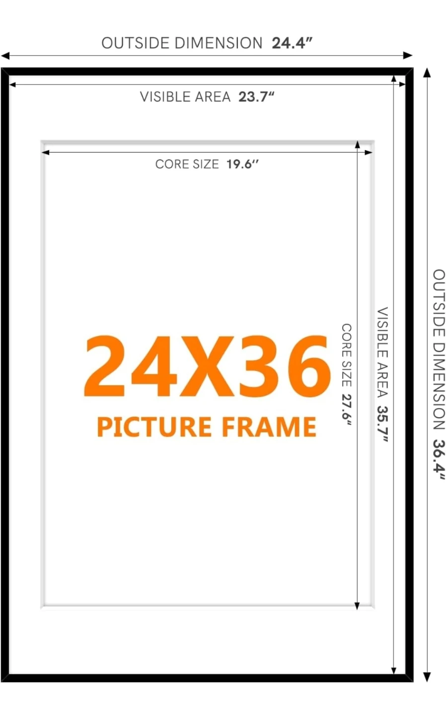 HOMSO 24x36 Picture Frame - Black Aluminum Metal - photo 3
