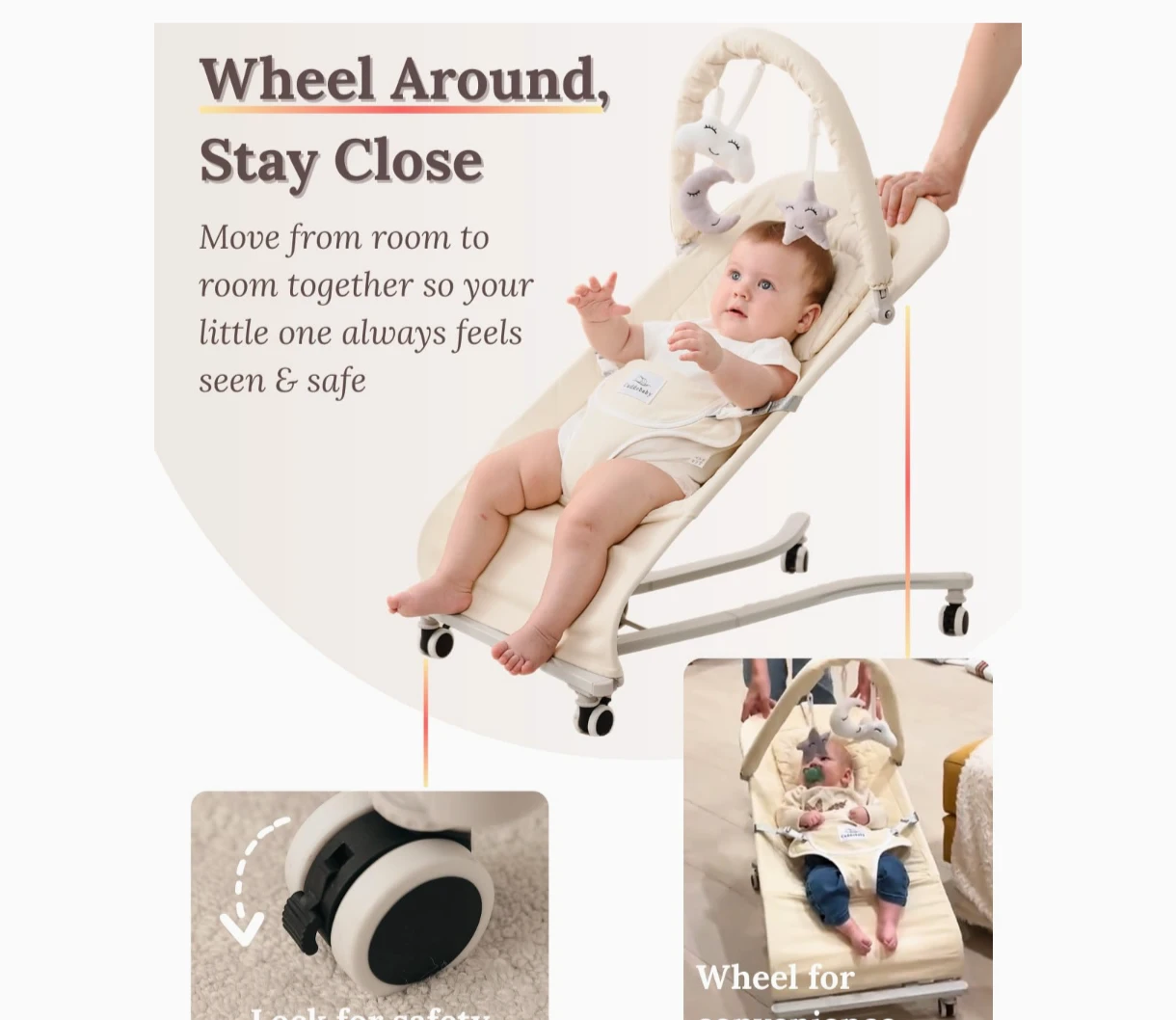Cuddlebaby 100% Cotton Baby Bouncer, 0-12 m, 3 Level Adjustable - photo 4