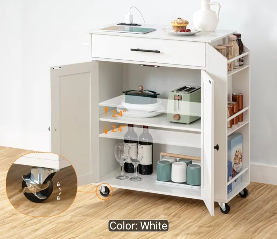 BRAND NEW Rolling Kitchen Island Cart White - photo 2
