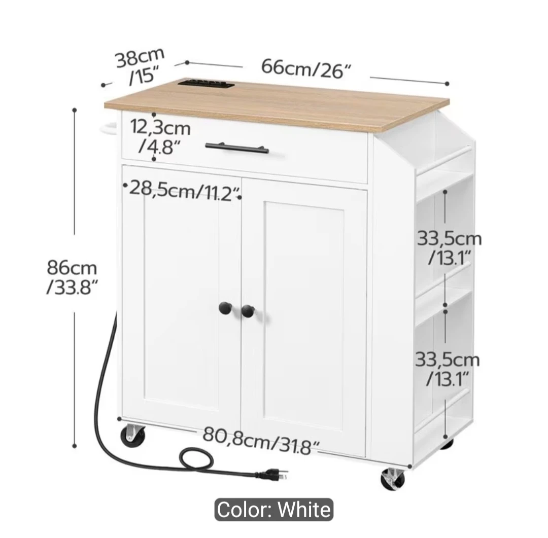 BRAND NEW Rolling Kitchen Island Cart White - photo 4