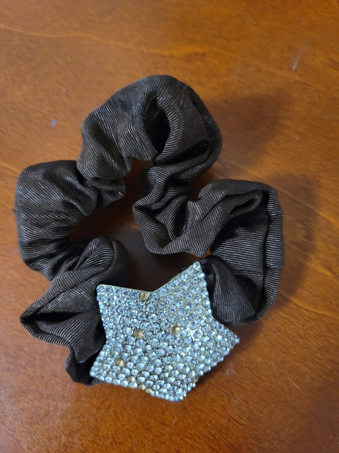 Black Scrunchie with Rhinestone Star Accent