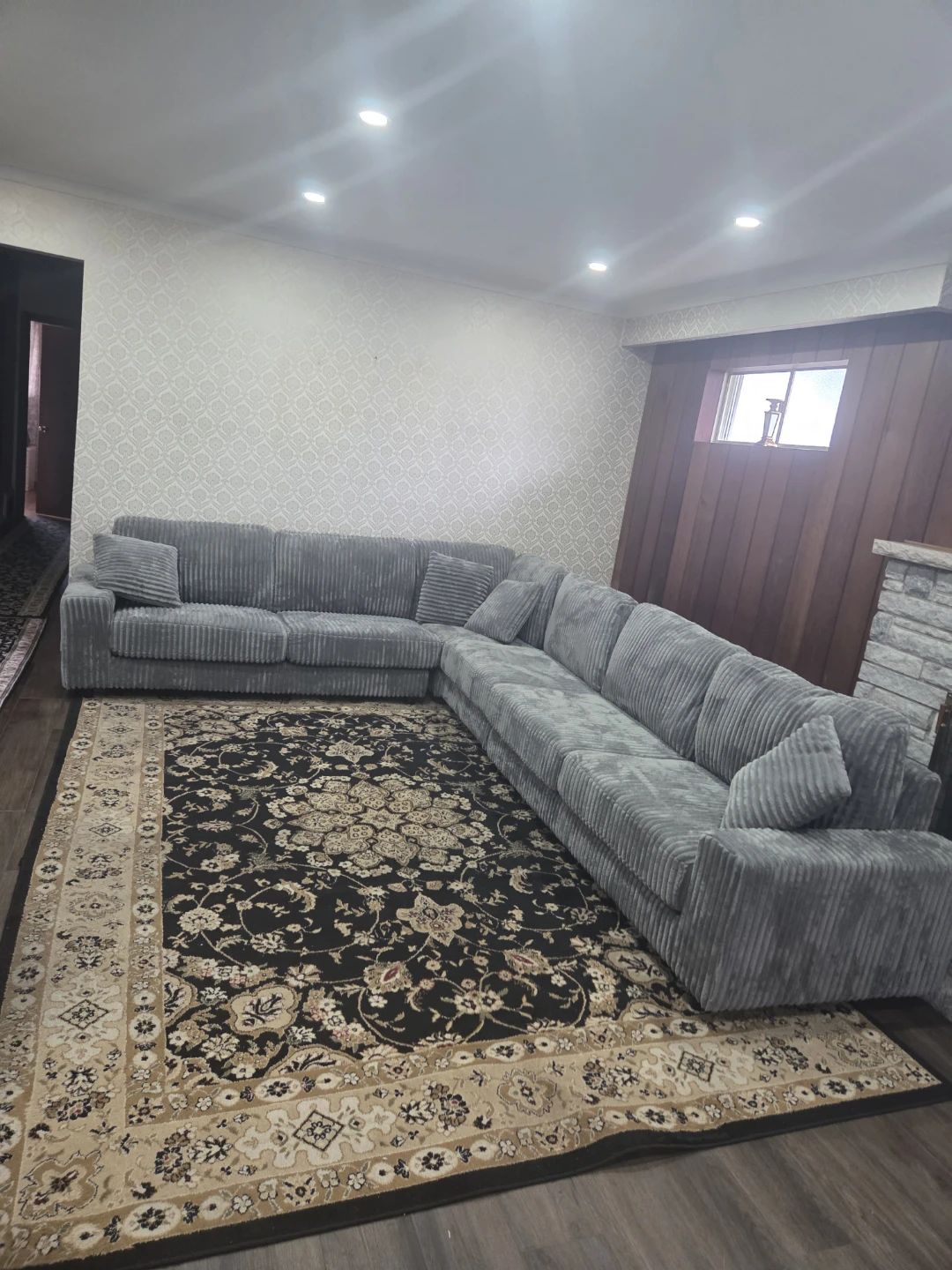 Brand New Grey Corduroy Sectional Sofa  Too Big For Space - photo 2
