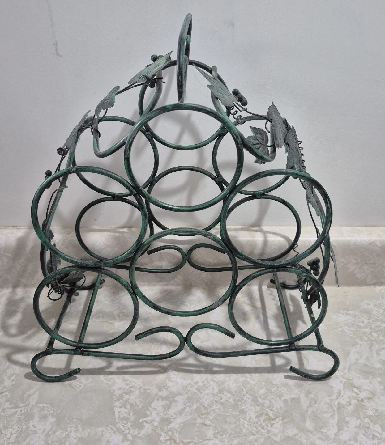 Green Metal 6-Bottle Wine Rack