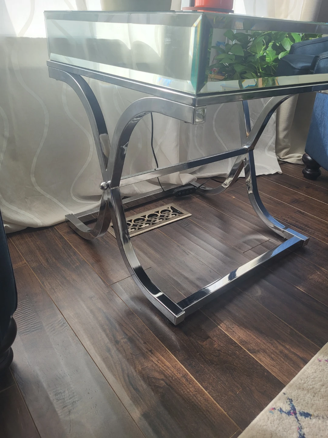 Mirrored End Table with Chrome Base