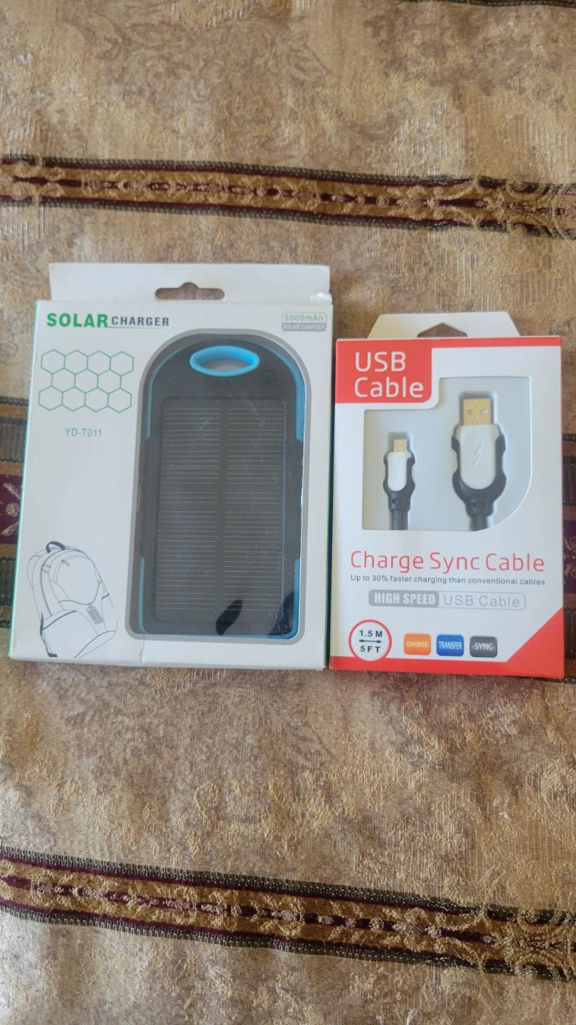 Solar Charger Power Bank with USB Cable