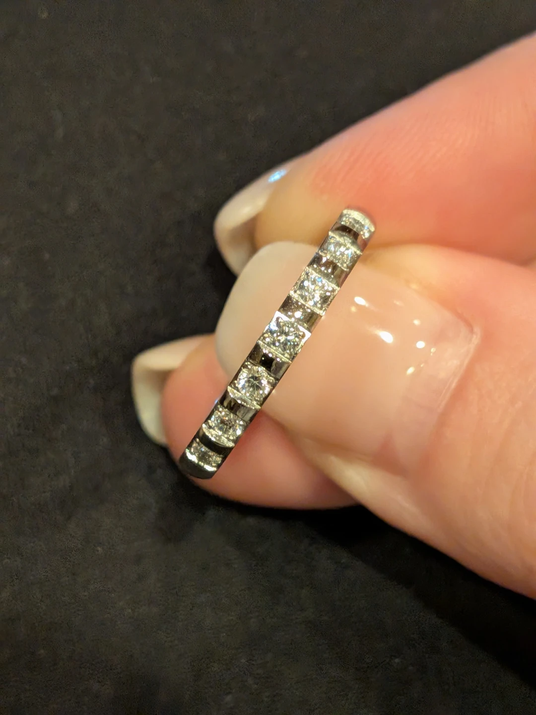 Size 7 Sparkly Spaced Half Eternity Band Ring - photo 3