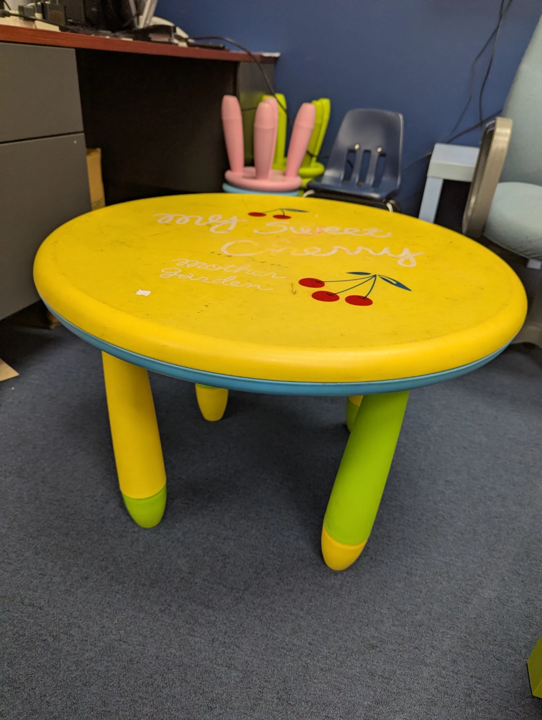 Set of children's play table and chairs