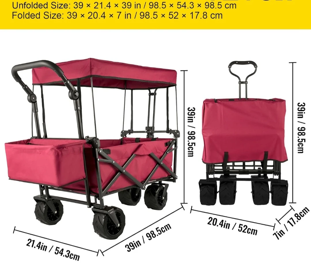 Foldable Stroller Wagon with Canopy - photo 2