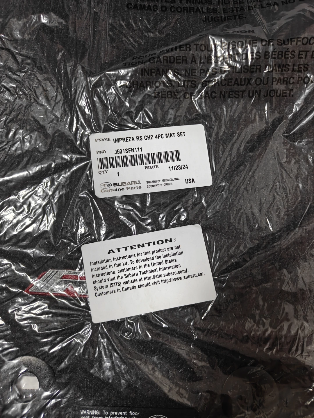 2026 Impreza RS OEM Carpet Mats - photo 2